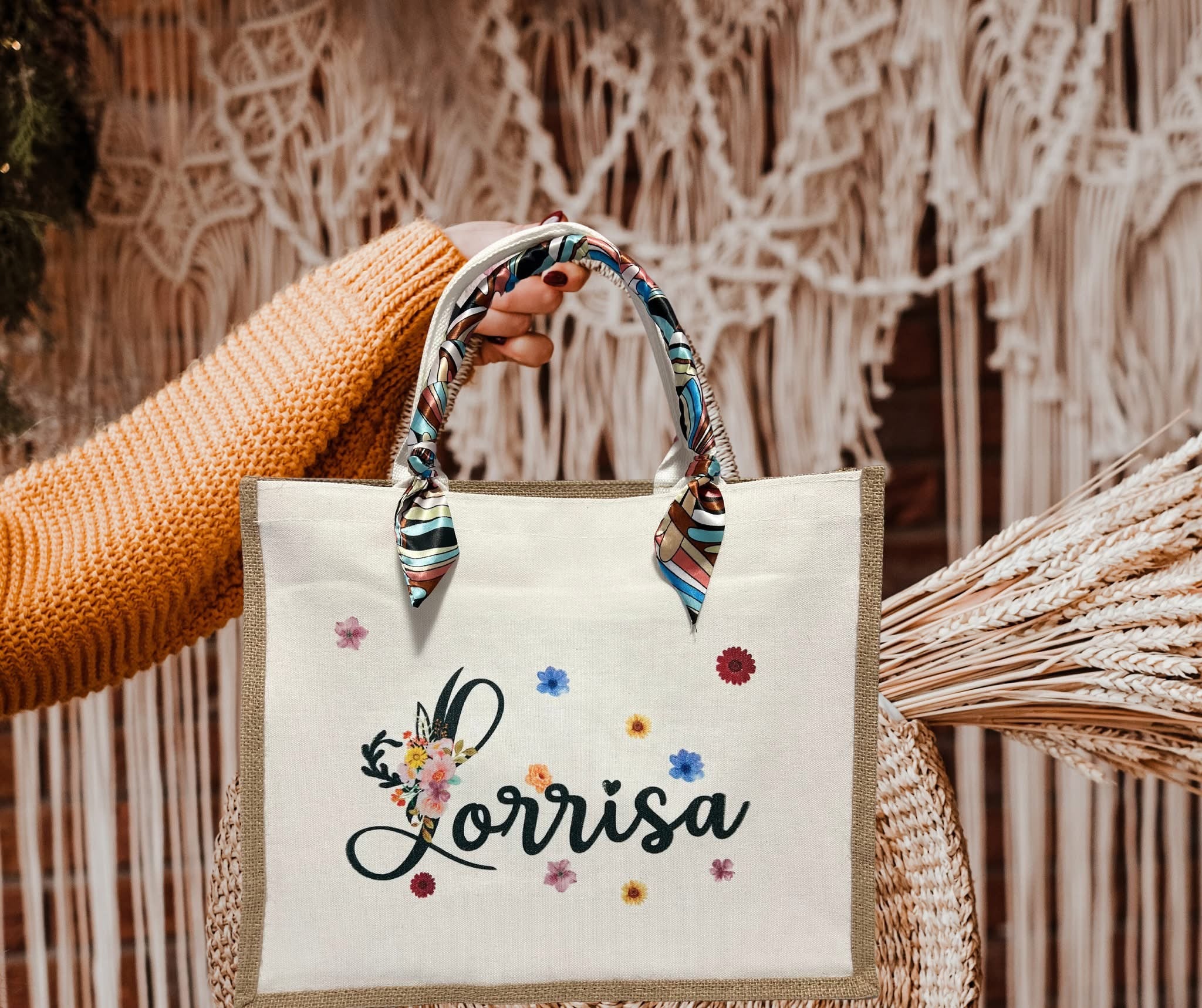 Burlap Personalized Tote Bags
